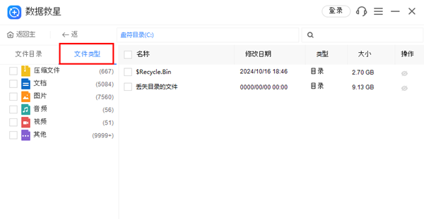 根據(jù)文件類型選擇需要恢復(fù)的文件