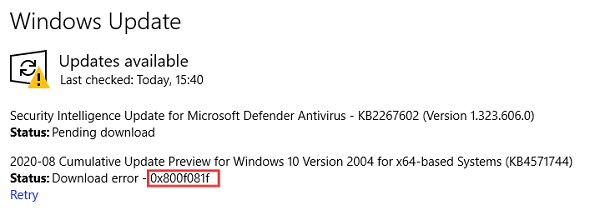 什么是0x800F081F錯(cuò)誤代碼