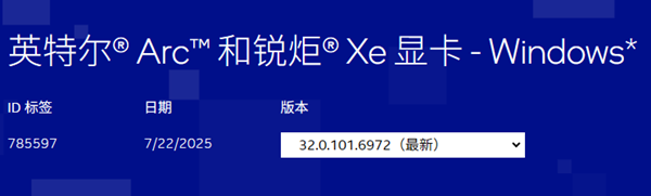 英特爾發(fā)布32.0.101.6972驅(qū)動(dòng)