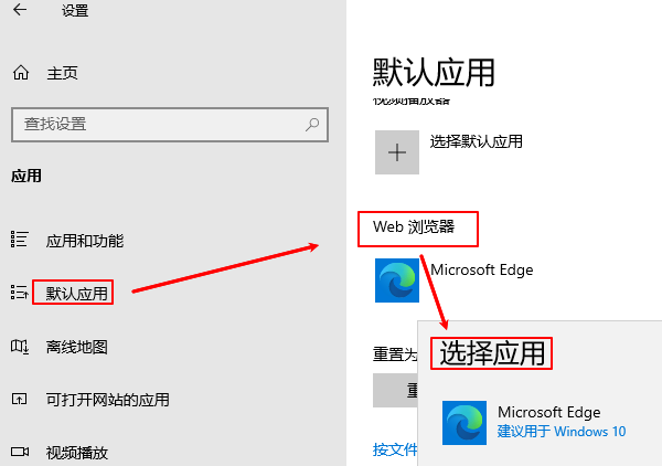Windows 10設(shè)置默認(rèn)瀏覽器