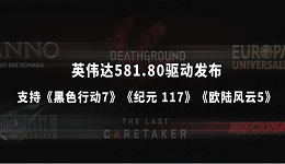 英偉達581.80驅(qū)動發(fā)布：支持《黑色行動7》《紀元 117》《歐陸風(fēng)云5》